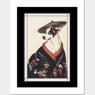 Dog japanese with kimono vintage Posters and Art